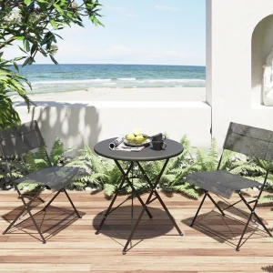 Tuolit | Pöydät>KARE Design Balcony Pöytä + 2 Tuolia Musta Ulkokaluste (3/osaa)