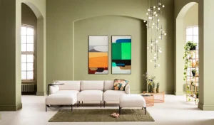 Taulut>KARE Design Abstract Shapes Kehystetty Taulu, Vihreä 73x143cm