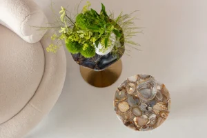 Sohvapöydät>KARE Design Agate Sivupöytä, Luonnonkivi, Metalli Ø25cm