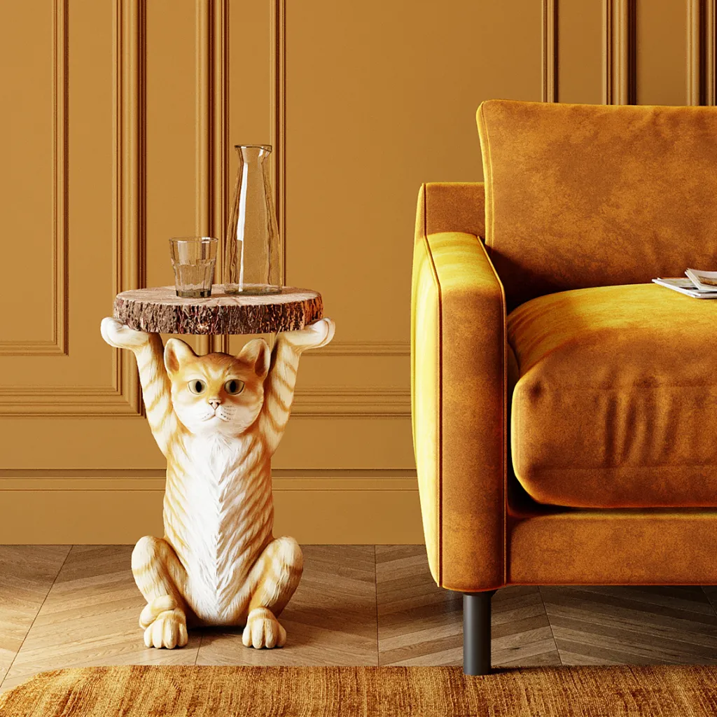 animal_ms_cat_kissa_sivupyt_cm_0.webp Sohvapöydät | Olohuone>KARE Design Animal Ms Cat Kissa Sivupöytä Ø33cm
