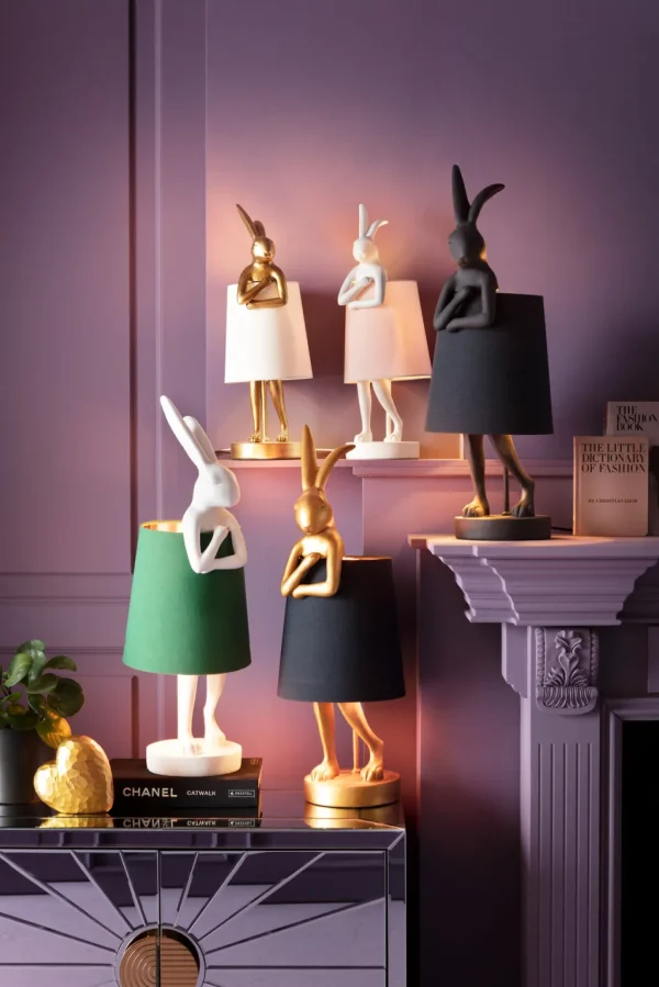 Pöytävalaisimet>KARE Design Animal Rabbit Pupu Pöytävalaisin, Pupulamppu, Kulta/musta 68cm