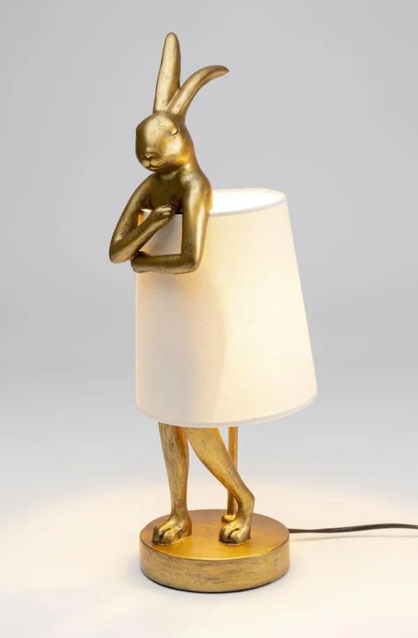 Pöytävalaisimet>KARE Design Animal Rabbit Pupu Pöytävalaisin, Pupulamppu, Kulta/valkoinen 50cm
