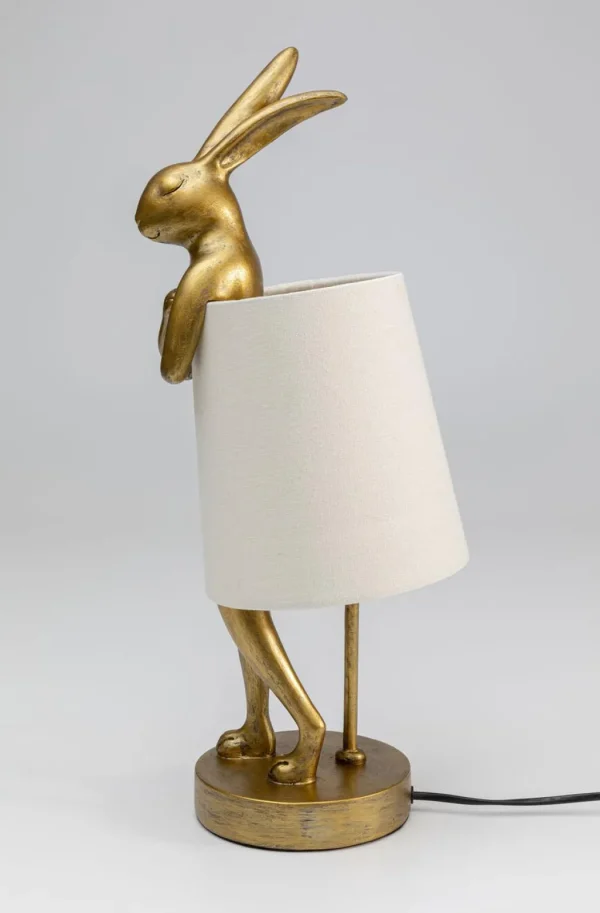Pöytävalaisimet>KARE Design Animal Rabbit Pupu Pöytävalaisin, Pupulamppu, Kulta/valkoinen 50cm