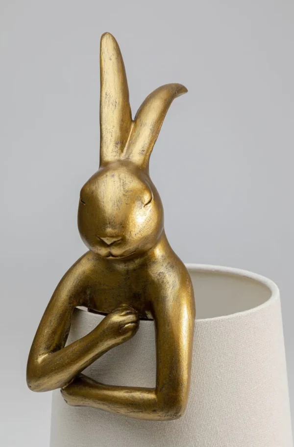 Pöytävalaisimet>KARE Design Animal Rabbit Pupu Pöytävalaisin, Pupulamppu, Kulta/valkoinen 50cm