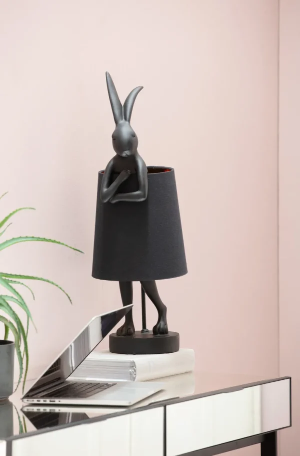 Pöytävalaisimet>KARE Design Animal Rabbit Pupu Pöytävalaisin, Pupulamppu, Matta Musta 68cm