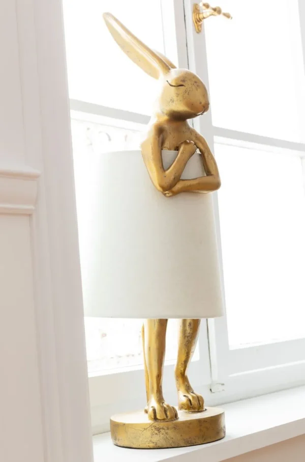 Pöytävalaisimet>KARE Design Animal Rabbit Pöytävalaisin, Pupu-lamppu - Kulta/valkoinen 68cm