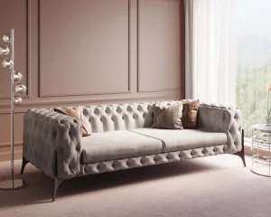 Sohvat>KARE Design Bellissima Sohva 3-istuttava - Sametti, Beige 240cm