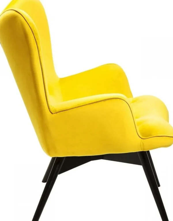 Olohuone | Nojatuolit>KARE Design Black Vicky Velvet Nojatuoli, Keltainen