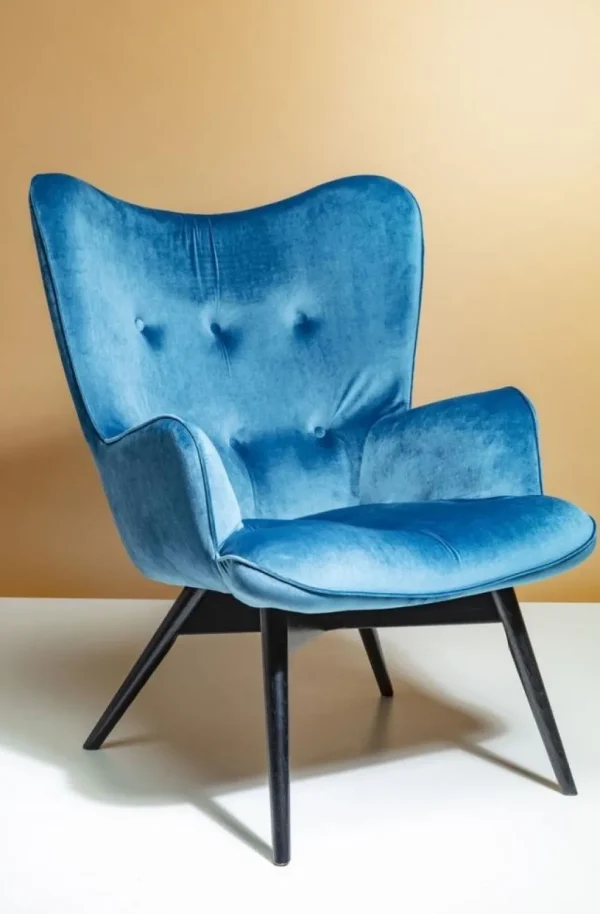 Olohuone | Nojatuolit>KARE Design Black Vicky Velvet Nojatuoli Sinivihreä
