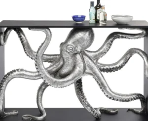 Konsolipöydät Ja Sivupöydät>KARE Design Calmar Mustekala Konsolipöytä, Hopea/musta 124x85cm