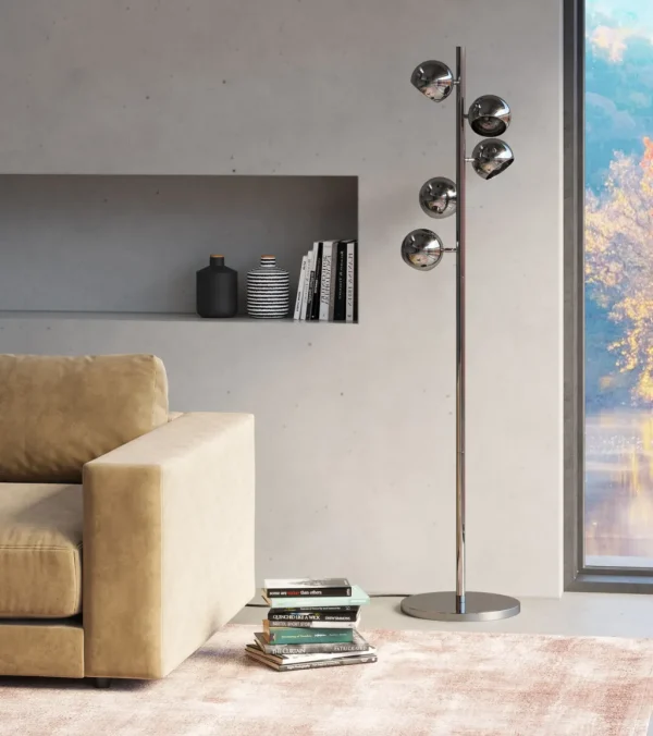 Lattiavalaisimet | Olohuone>KARE Design Calotta Chrome 5-lite Lattiavalaisin