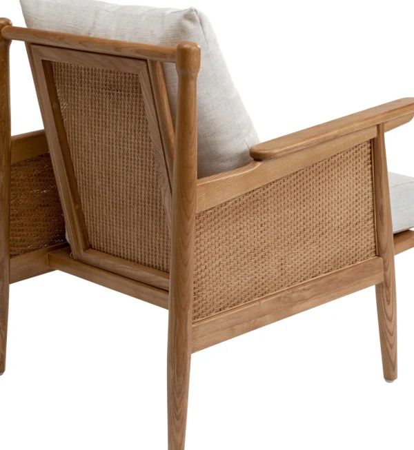 Nojatuolit>KARE Design Cane Tuoli Käsinojilla - Saarni Massiivipuuta, Kangasverhoilu
