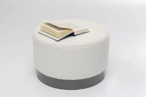 Rahit Ja Jakkarat>KARE Design Cherry Boucle Rahi, Jakkara, Kermanvärinen, Savunharmaa Ø55cm