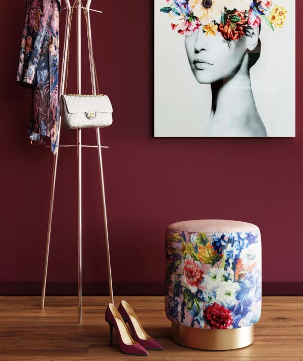 Rahit Ja Jakkarat>KARE Design Cherry Flower Kukat Roosa Jakkara, Palli, Messinki Ø32cm