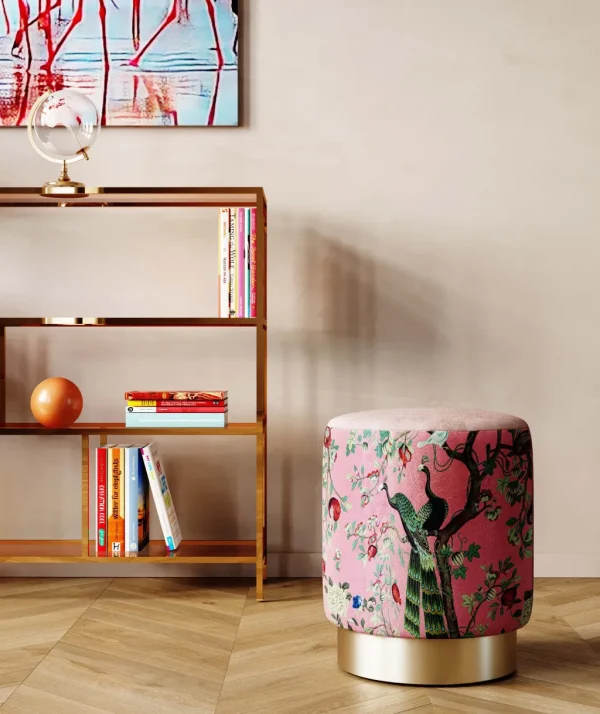 Rahit Ja Jakkarat>KARE Design Cherry Peacock Riikinkukko Jakkara, Palli, Messinki Ø32cm