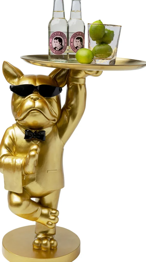 Sohvapöydät | Olohuone>KARE Design Cool Bulldog Sivupöytä, Tarjotin, Kulta 34x55cm