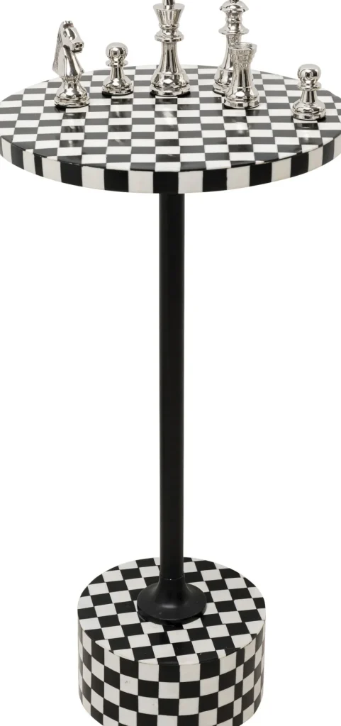 Sohvapöydät>KARE Design Domero Chess Shakki, Sivupöytä - Musta, Valkoinen Ø25cm