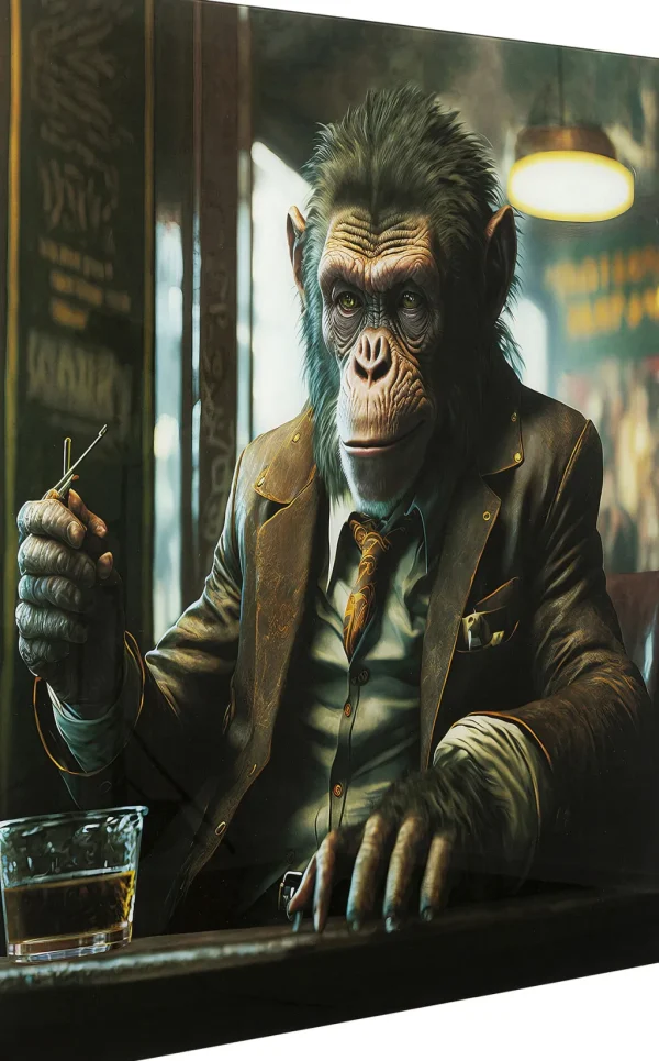 Taulut>KARE Design Drinking Monkey Apina Lasitaulu 100x100cm