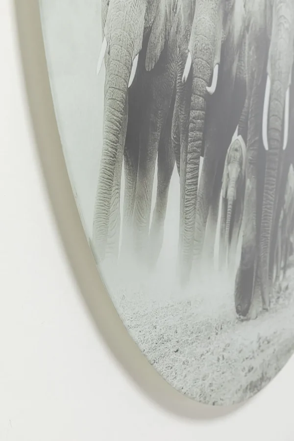 Taulut>KARE Design Elephant Walk - Elefantit, Pyöreä Lasitaulu Ø120cm