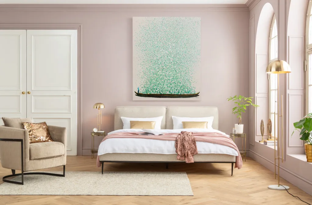 flower_boat_canvas_taulu__beige_vihre_xcm_6.webp Taulut | Olohuone>KARE Design Flower Boat Canvas Taulu - Beige, Vihreä 120x160cm