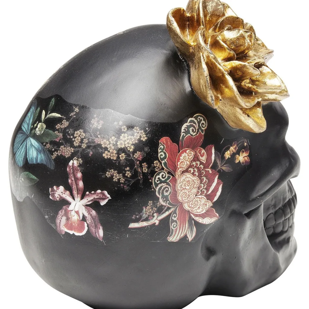 flower_skull_pkallo_koristeesine_cm_3.webp Koriste-Esineet>KARE Design Flower Skull Pääkallo Koriste-esine 22cm