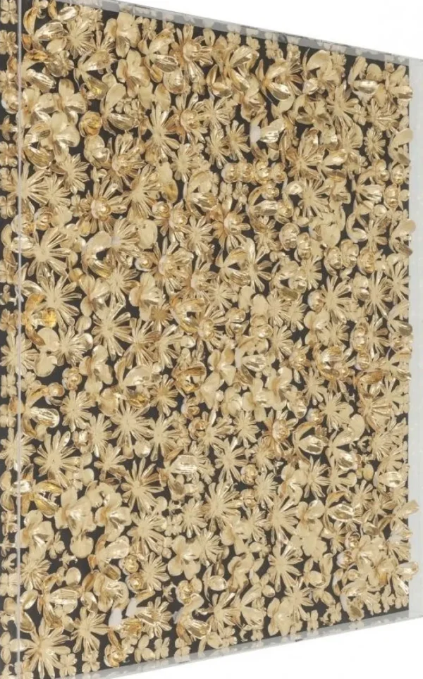 Seinäkoristeet>KARE Design Gold Flower Kukat Seinäkoriste, Taulu, Kulta 120x120cm