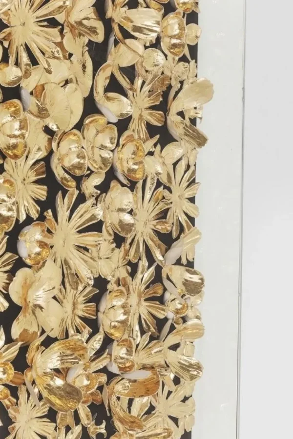 Seinäkoristeet>KARE Design Gold Flower Kukat Seinäkoriste, Taulu, Kulta 120x120cm