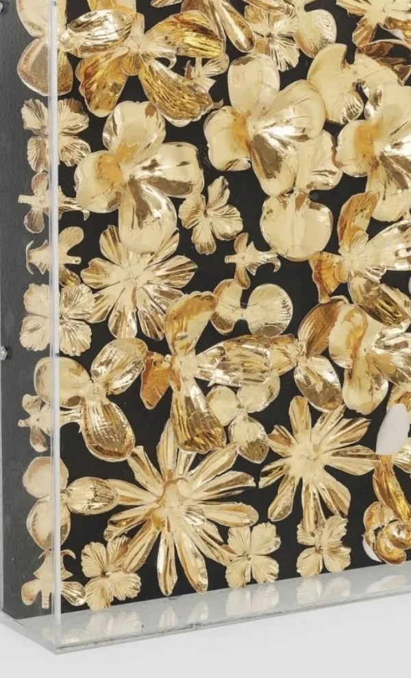 Seinäkoristeet>KARE Design Gold Flower Kukat Seinäkoriste, Taulu, Kulta 120x120cm