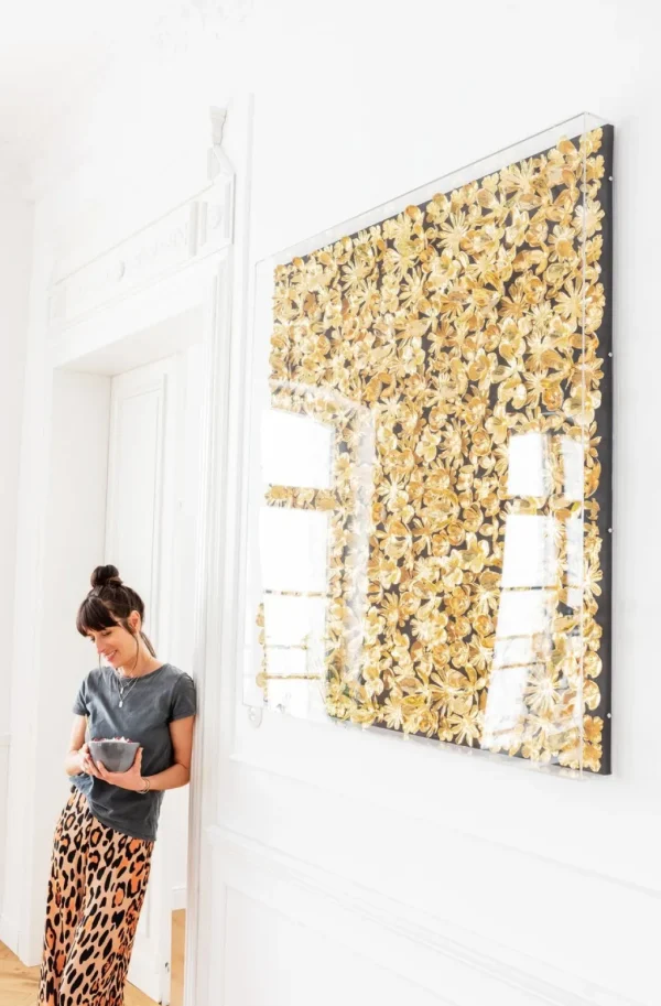 Seinäkoristeet>KARE Design Gold Flower Kukat Seinäkoriste, Taulu, Kulta 120x120cm