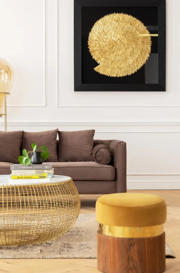 Seinäkoristeet>KARE Design Golden Snail Etana Seinä-koriste, Taulu, Kulta 120x120cm