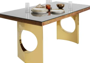 Pöydät>KARE Design Harmony Oho Conley, Kulta, Kierrätyspuu Mango, Lasi 180x90cm