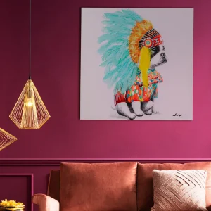 Taulut | Olohuone>KARE Design Headdress Dog Koira Canvastaulu 80x80cm