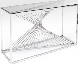 Konsolipöydät Ja Sivupöydät>KARE Design Laser Konsolipöytä - Hopea, Kirkas Lasi 120x40cm