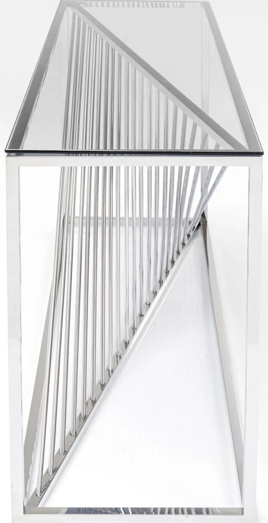 Konsolipöydät Ja Sivupöydät>KARE Design Laser Konsolipöytä - Hopea, Kirkas Lasi 120x40cm
