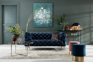 Sohvat | Olohuone>KARE Design Look Sohva 2-istuttava,samettia, Sininen