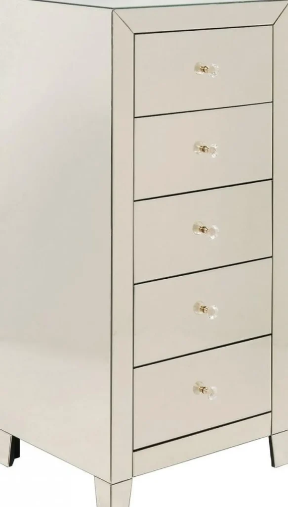 Senkit | Olohuone>KARE Design Luxury Pearl Korkea Lipasto, 5 Laatikkoa, Peililasia
