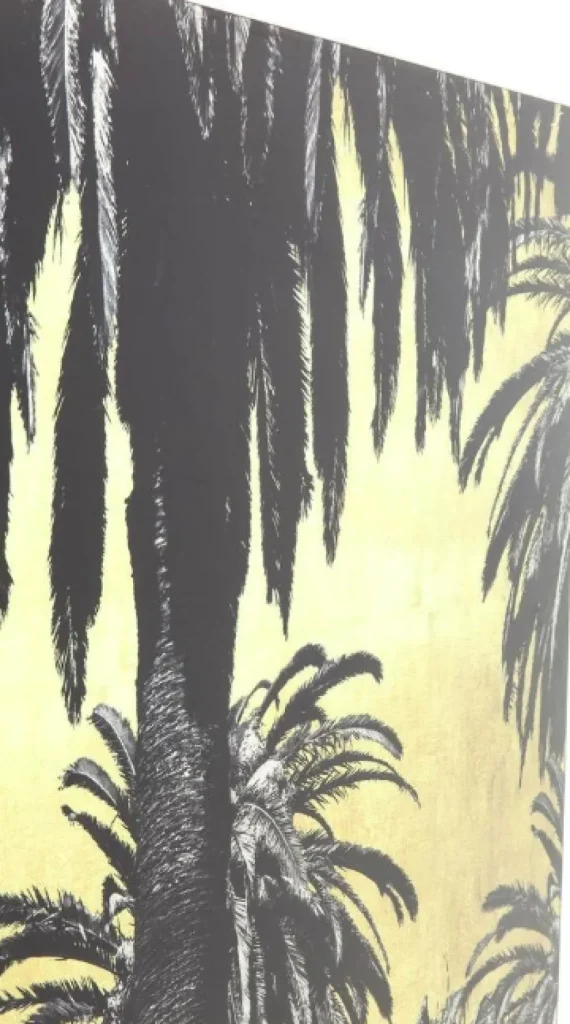 Taulut>KARE Design Metallic Palms Palmut Lasitaulu 180x120cm