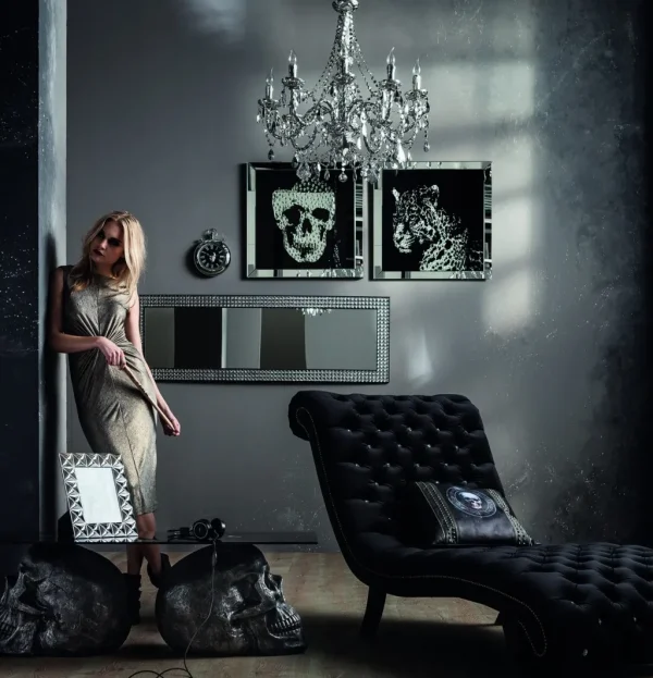 Taulut>KARE Design Mirror Skull Pääkallo Kehystetty Taulu 100x100cm