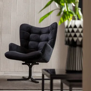 Nojatuolit>KARE Design Oscar Kääntyvä Nojatuoli - Samettia, Musta