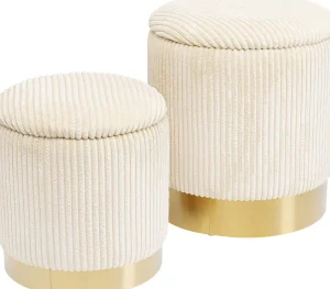 Rahit Ja Jakkarat>KARE Design Plush Jakkara, Palli Kannella, Kermanvalkonen (2/Setti)