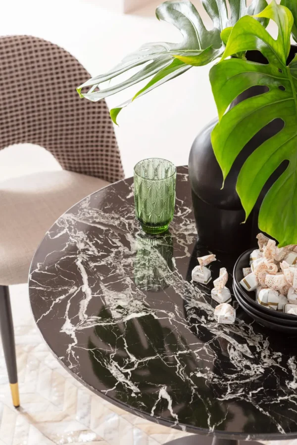 Pöydät>KARE Design Schickeria Pyöreä Pöytä - Marmorikuvioitu, Musta Ø80cm