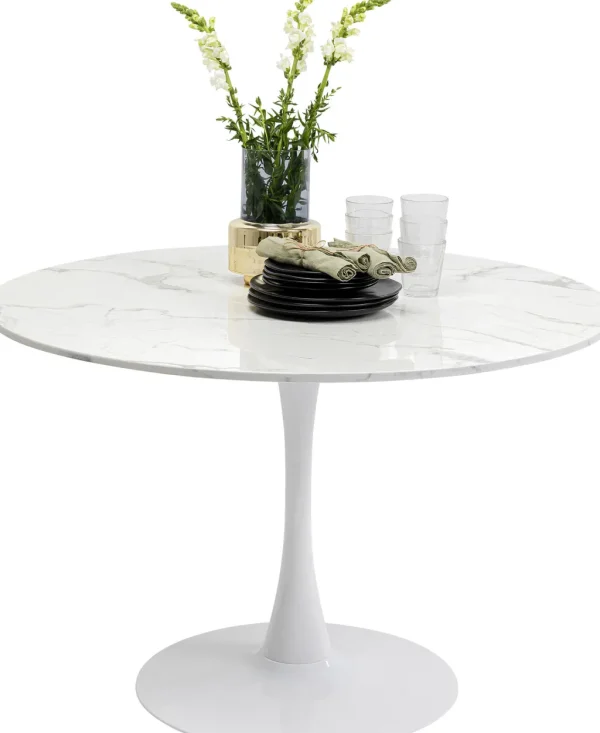 Pöydät>KARE Design Schickeria Pyöreä Pöytä - Marmorikuvioitu, Valkoinen Ø110cm
