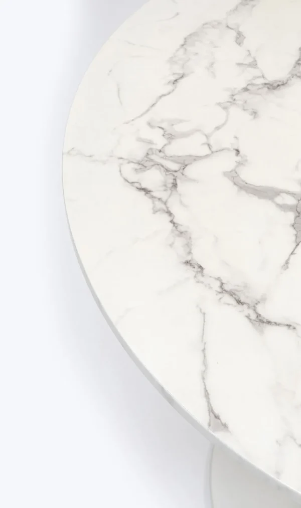 Pöydät>KARE Design Schickeria Pyöreä Pöytä -marmorikuvioitu, Valkoinen Ø80cm