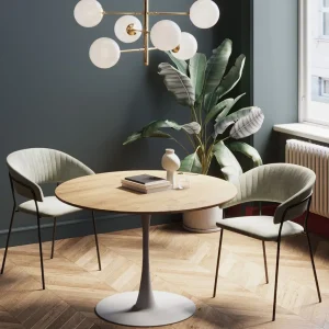 Pöydät>KARE Design Schickeria Pyöreä Ruokapöytä - Tammipinnoite, Valkoinen Ø110cm
