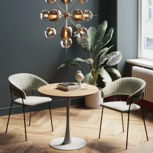 Pöydät>KARE Design Schickeria Pyöreä Ruokapöytä - Tammipinnoite, Valkoinen Ø80cm