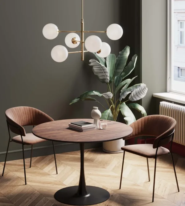 Pöydät>KARE Design Schickeria Pyöreä Ruokapöytä- Pähkinäpinnoite, Musta Ø110cm