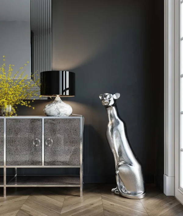 Jalalliset Koriste-Esineet>KARE Design Sitting Leopard Leopardi Koriste-esine, Hopea 150cm