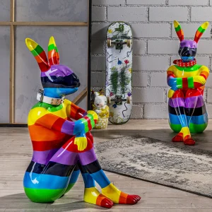 Jalalliset Koriste-Esineet>KARE Design Sitting Rabbit Rainbow Pupu, Jänis Koriste-esine 80cm