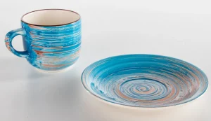 Kupit>KARE Design Swirl Blue Kahvikuppi+lautanen, Sininen (2/osaa)