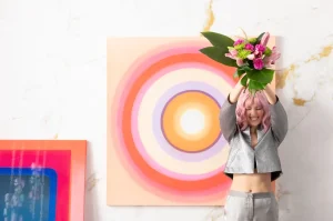 Taulut | Olohuone>KARE Design Tendency Circle Pink Canvas Taulu 120x120cm